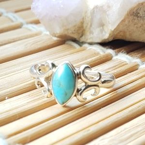 Dainty Sterling Silver Marquise Turquoise Ring